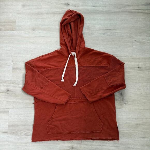 Urban Outfitter Rust Orange Raw Hem Seamed Pullover Hoodie Sweatshirt Size Small - Picture 1 of 5